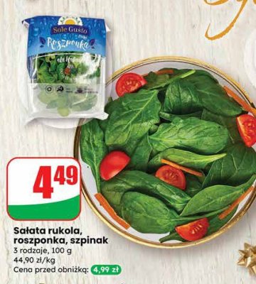 Sałatka rukola, roszponka, szpinak promocja w Dino