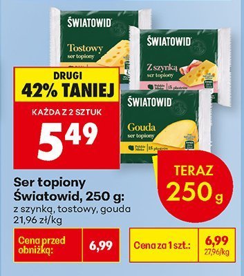 Ser topiony Światowid, 250 g: 2 szynki, kostowy, gouda promocja w Biedronka