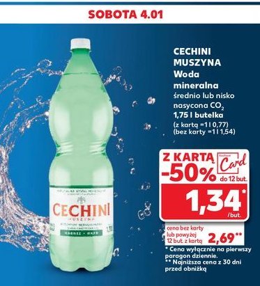 Woda niskonasycona Muszyna cechini promocja w Kaufland