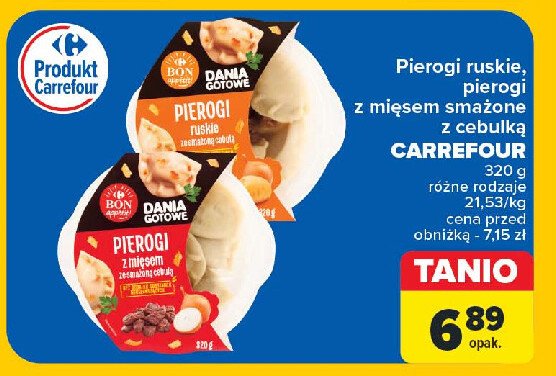 Pierogi z mięsem ze smażoną cebulką Carrefour bon appetit! promocja