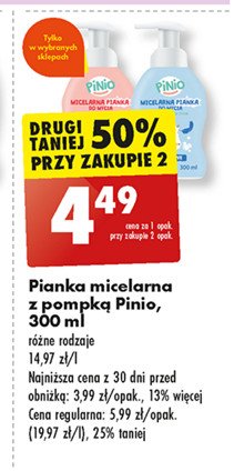 Micelarna pianka do mycia radosna truskawka Pinio promocja w Biedronka