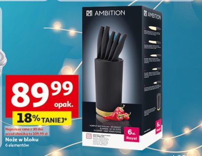 Noże w bloku 6 elementów promocja w Auchan