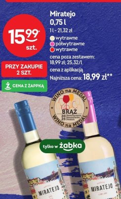 Wino Miratejo wytrawne białe 0,75l promocja w Żabka