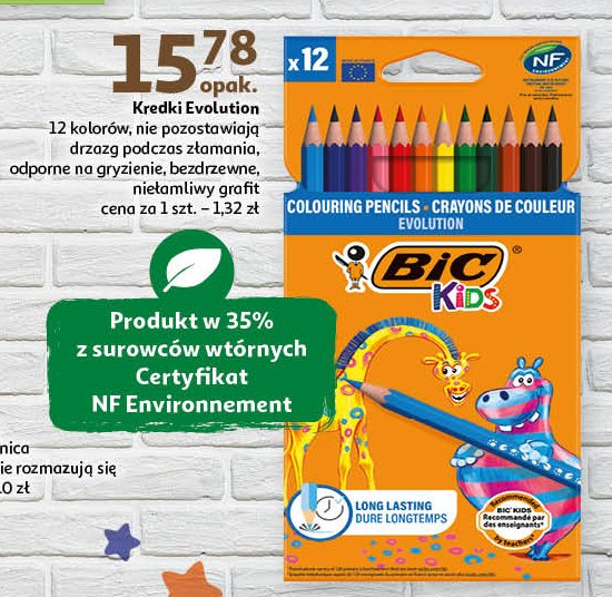 Kredki ołówkowe evolution Bic kids promocja w Auchan