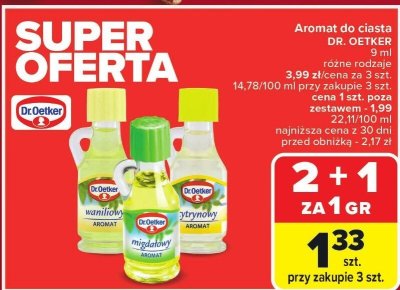 Aromat do ciasta waniliowy Dr. Oetker promocja w Carrefour Market