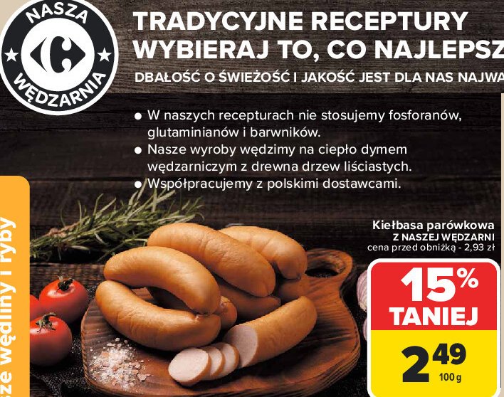 Kiełbasa parówkowa Nasza wędzarnia carrefour promocja