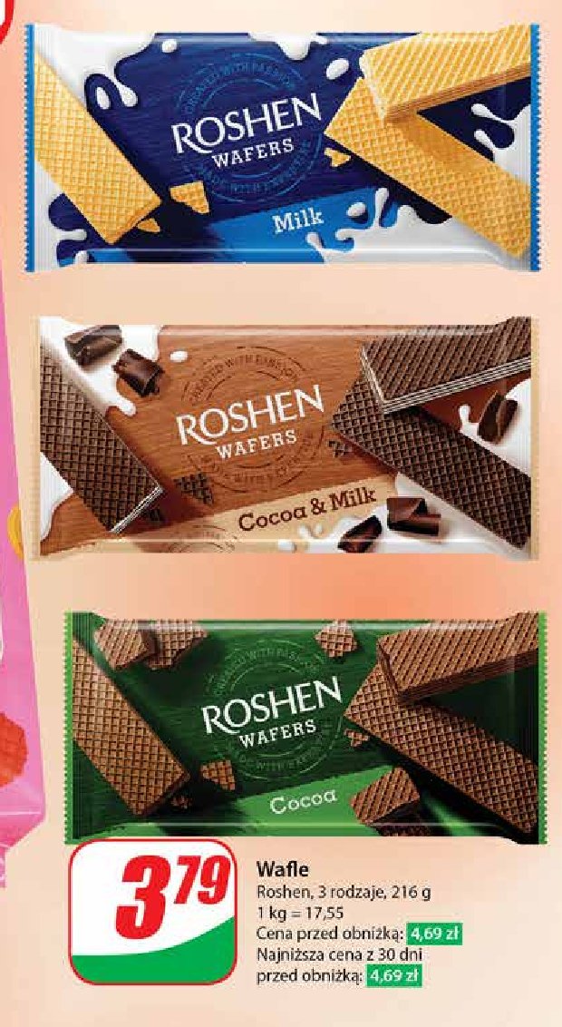 Wafle cocoa & milk Roshen promocja w Dino