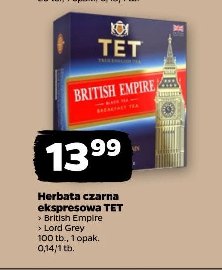 Herbata Tet lord grey promocja w Netto