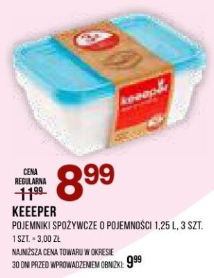 Pojemniki KEEPER spożywcze z pokrywką promocja w Drogerie Natura