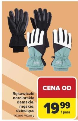 Rękawiczki narciarskie damskie, męskie, dziecięce różne wzory promocja w Carrefour