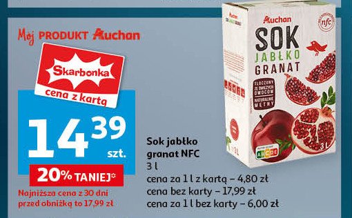 Sok jabłko-granat Auchan różnorodne (logo czerwone) promocja