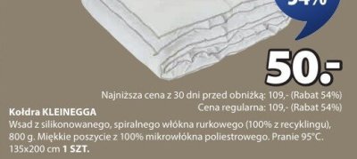 Kołdra KLEINEGGA promocja w Jysk