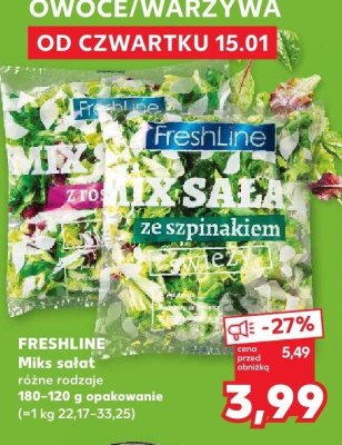 Miks sałat ze szpinakiem różne rodzaje promocja w Kaufland