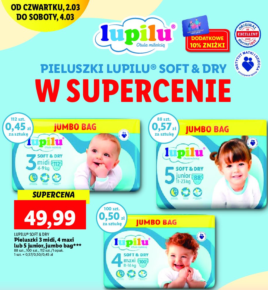 Pieluszki junior 5 Lupilu soft & dry promocja