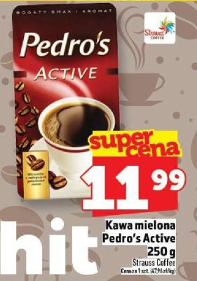 Kawa mielona Pedro's Active 250 g Strauss Coffee promocja w TOPAZ