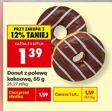 Donut z polewą kakaową  promocja w Biedronka