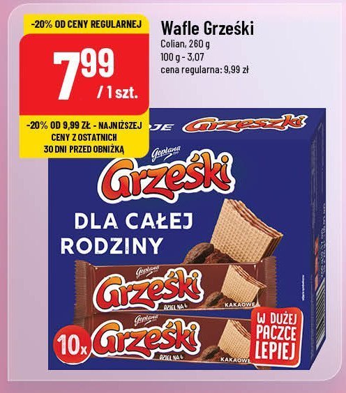 Wafelek dziel na 6 kakaowy Grześki promocja