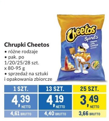 Chrupki Cheetos różne rodzaje promocja w Makro