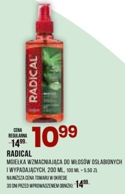 Mgiełka Radical wzmacniająca do włosów osłabionych i wypadających, 200 ml promocja w Drogerie Natura