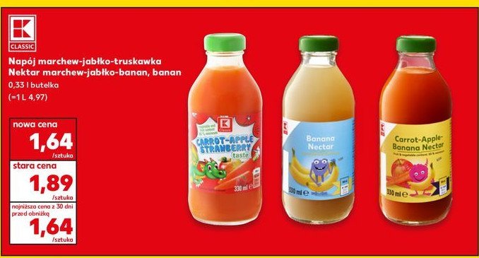 Sok marchew jab艂ko truskawka K-classic promocja