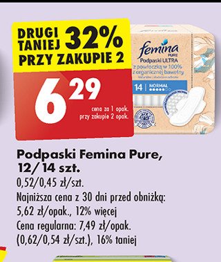 Podpaski higieniczne normal Femina pure promocja