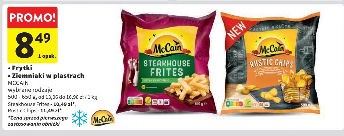 Frytki steakhouse Mccain promocja w Intermarche