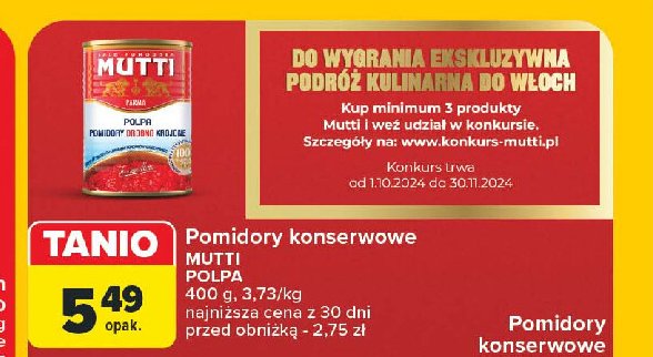 Pomidory drobno krojone polpa Mutti promocja w Carrefour Market