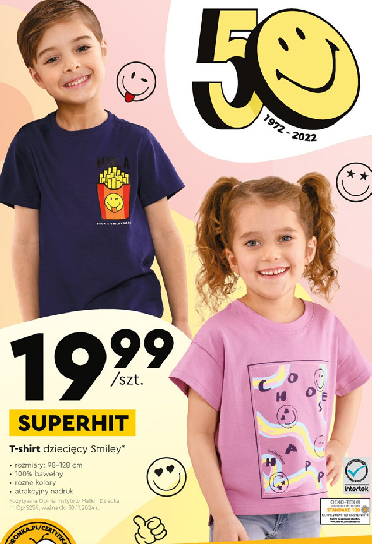 T-shirt dziecięcy smiley 134-164 promocja