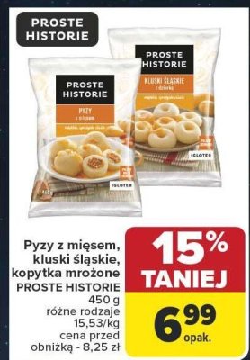 Pyzy z mięsem, kluski śląskie, kopytka mrożone PROSTE HISTORIE 450 g różne rodzaje promocja w Carrefour