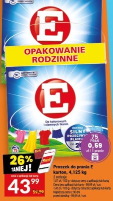 Proszek do prania E color, 4,125 kg różne rodzaje promocja w Twój Market