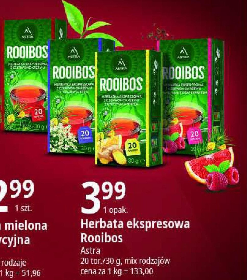 Herbata z czerwonokrzewu z cytryną i imbirem Astra rooibos Astra tea promocja
