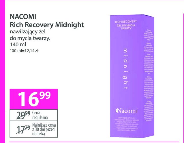 Żel do mycia twarzy Nacomi rich recovery midnight promocja