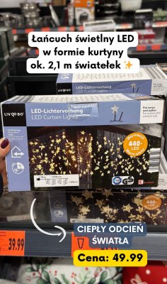 Łańcuch świetlny LED w formie kurtyny 440 LED ciepły odcień światła promocja w Kaufland