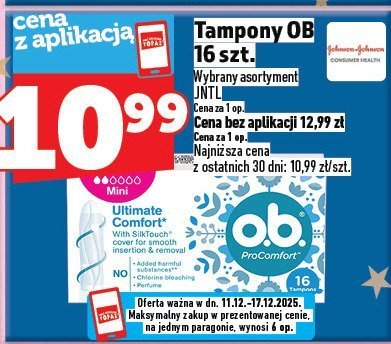 Tampony OB 16 szt. promocja w TOPAZ