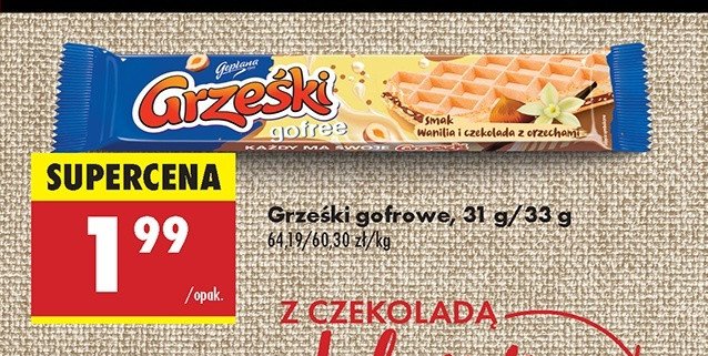 Wafel waniliowo-czekoladowy z orzechami Grze艣ki gofree promocja