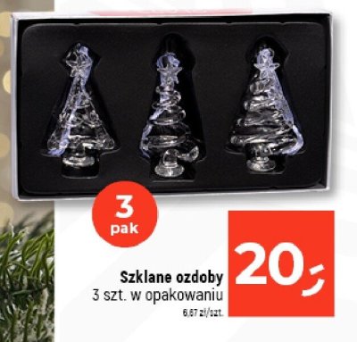 Szklane ozdoby 3 szt. w opakowaniu promocja w Dealz