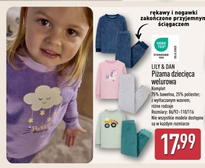 Piżama dziecięca welurowa promocja w Aldi