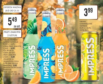 Drink Impress różne rodzaje promocja w Dino