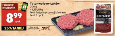 Tatar wołowy Łuków promocja w Delikatesy Centrum
