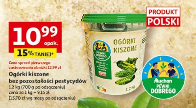 Ogórki kiszone bez pozostałości pestycydów 1.2kg promocja w Auchan