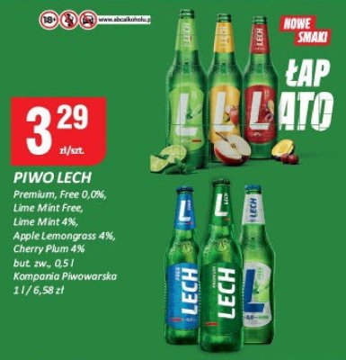 Piwo Lech Premium, Free 0,0%, Lime Mint Free, Lime Mint 4%, Apple Lemongrass 4%, Cherry Plum 4% promocja w Chorten