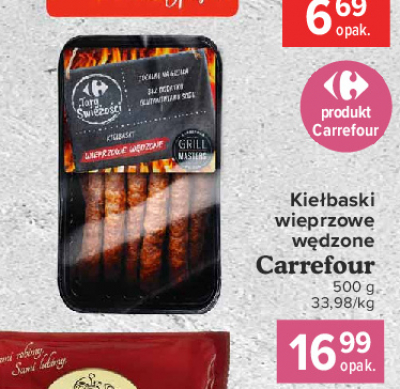 Kiełbaski bawarskie wieprzowe Carrefour targ świeżości promocja