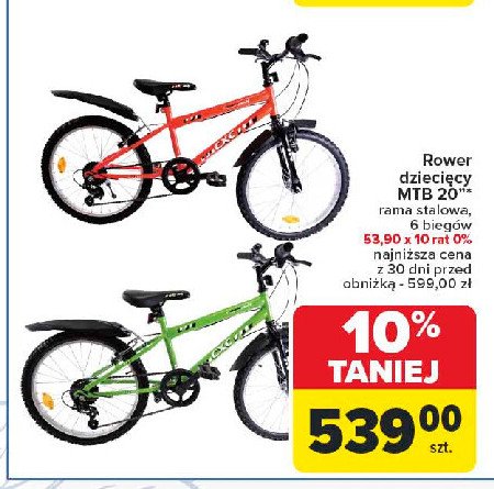 Rower dziecięcy mtb 20" promocja w Carrefour