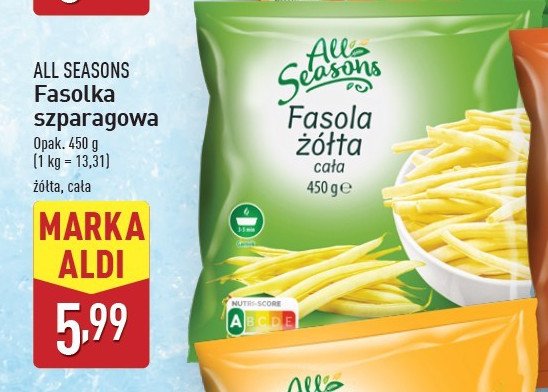 Fasola żółta cała All seasons promocja w Aldi