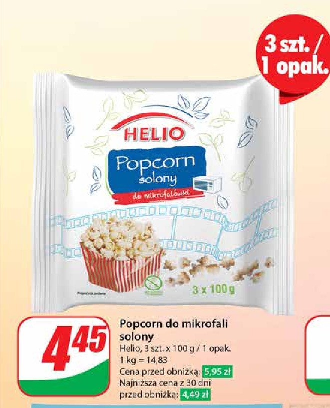 Popcorn solony Helio promocja w Dino