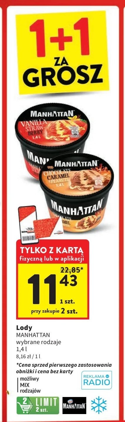 Lody Manhattan strawberry & vanilla promocja