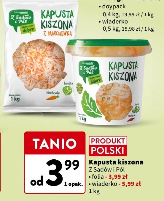 Kapusta kiszona z marchewką Z sadów i pól promocja w Intermarche