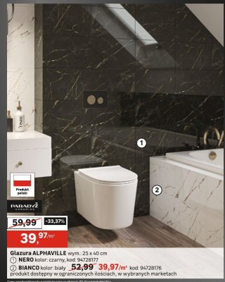 Glazura ALPHAVILLE NERO czarny 25 x 40 cm promocja w Leroy Merlin