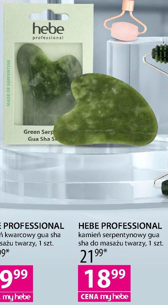 Kamień serpentynowy gua sha do masażu twarzy Hebe professional promocja