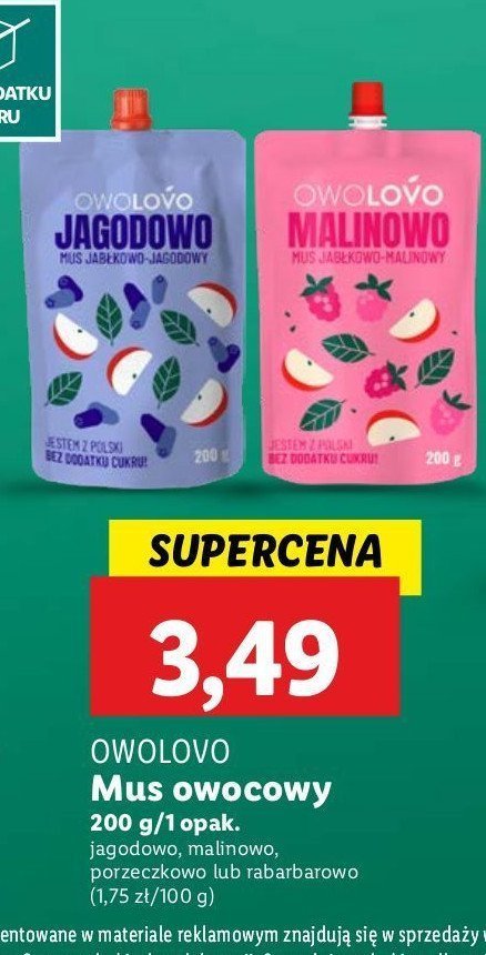 Mus jabłkowo-rabarbarowy Owolovo promocja w Lidl